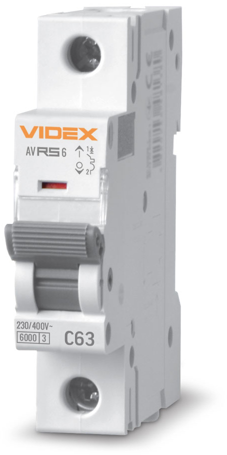 Автоматический выключатель Videx RESIST RS6 1p 63А С 6кА (VF-RS6-AV1C63)