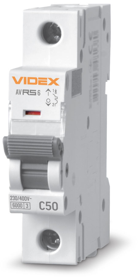 Автоматичний вимикач Videx RESIST RS6 1p 50А С 6кА (VF-RS6-AV1C50)