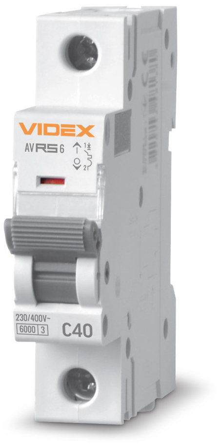 Автоматичний вимикач Videx RESIST RS6 1p 40А С 6кА (VF-RS6-AV1C40)