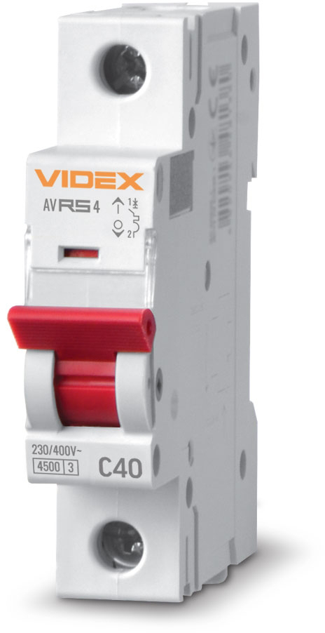 Автоматичний вимикач Videx RESIST RS4 1p 40А С 4,5кА (VF-RS4-AV1C40)