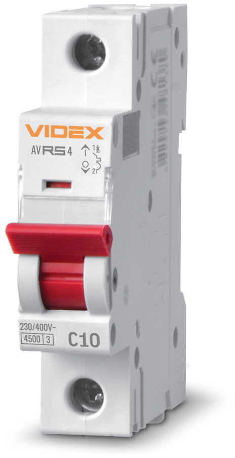 Автоматический выключатель Videx RESIST RS4 1p 10А С 4,5кА (VF-RS4-AV1C10)
