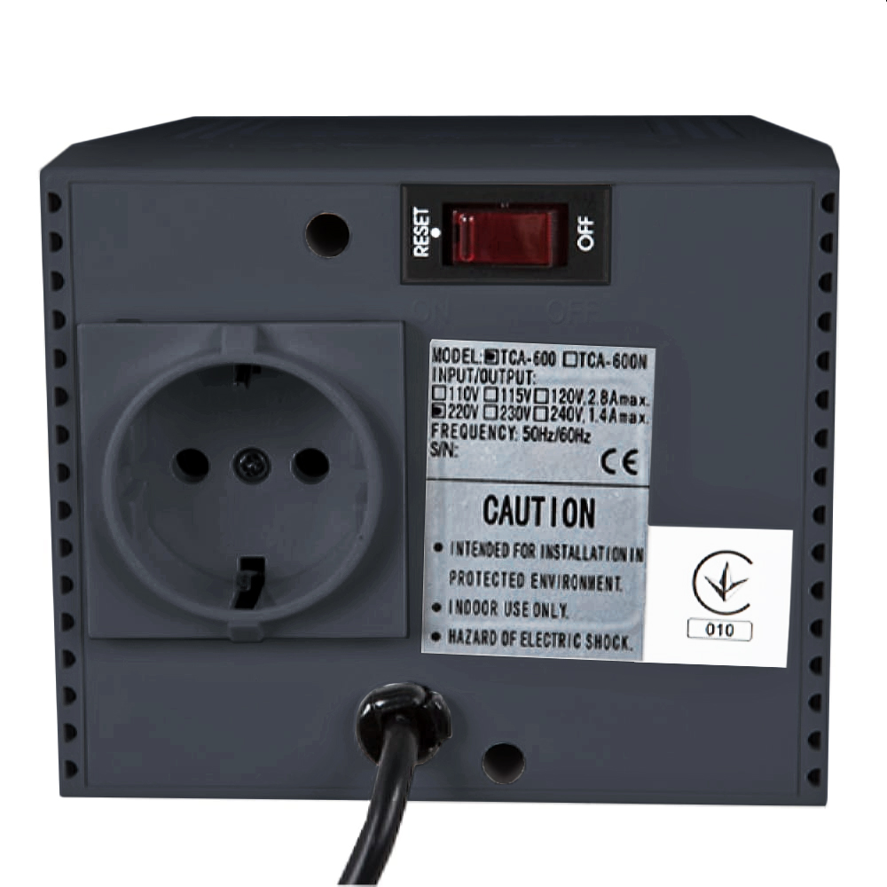 Стабілізатор напруги Powercom TCA-600 600VA/300W 1Schuko Black ціна 1045.00 грн - фотографія 2