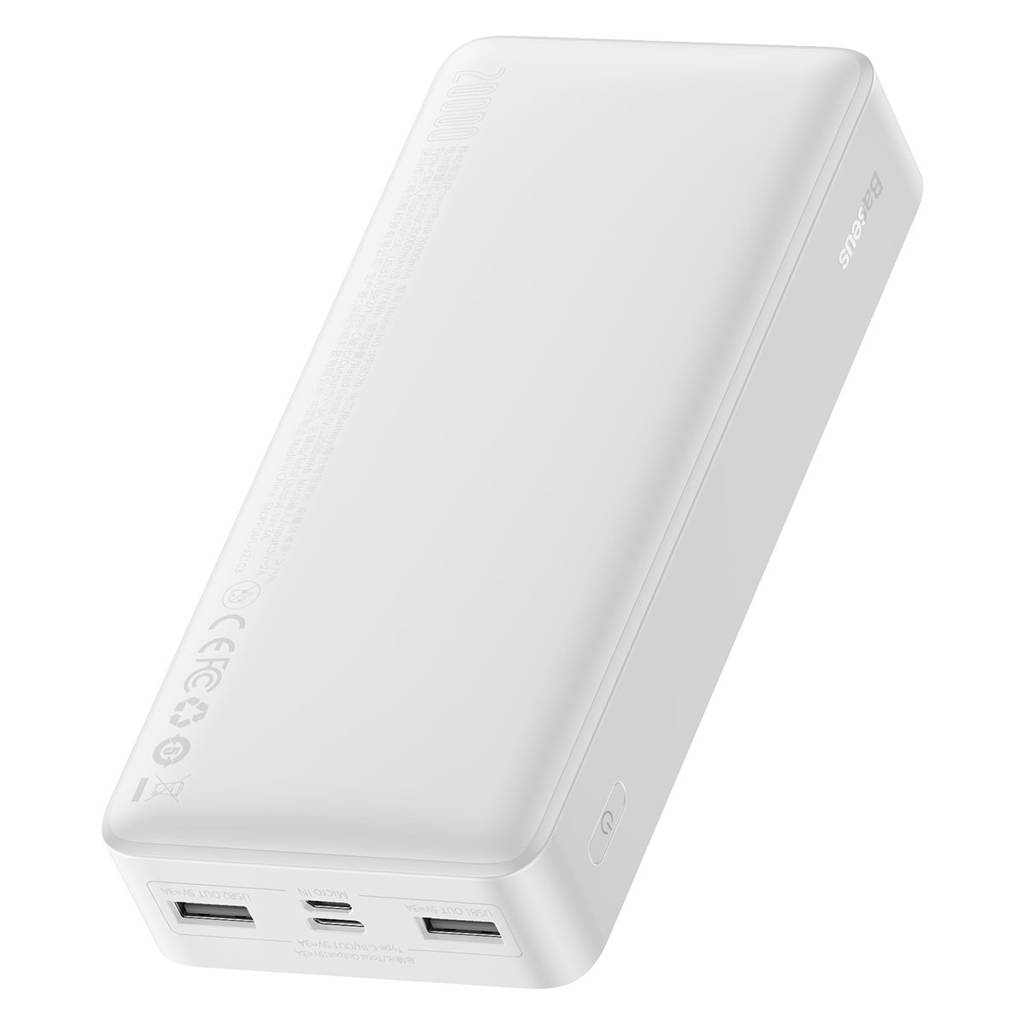 Повербанк Baseus Bipow 20000mAh, 15W, USB-C/3A, 2*USB-A/3A(max.), +cable, white (PPBD050102) ціна 1450 грн - фотографія 2