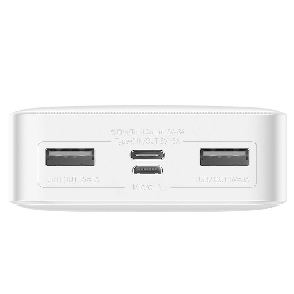 в продажу Повербанк Baseus Bipow 20000mAh, 15W, USB-C/3A, 2*USB-A/3A(max.), +cable, white (PPBD050102) - фото 3