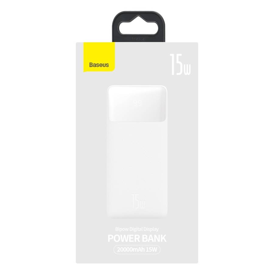 продаємо Baseus Bipow 20000mAh, 15W, USB-C/3A, 2*USB-A/3A(max.), +cable, white (PPBD050102) в Україні - фото 4