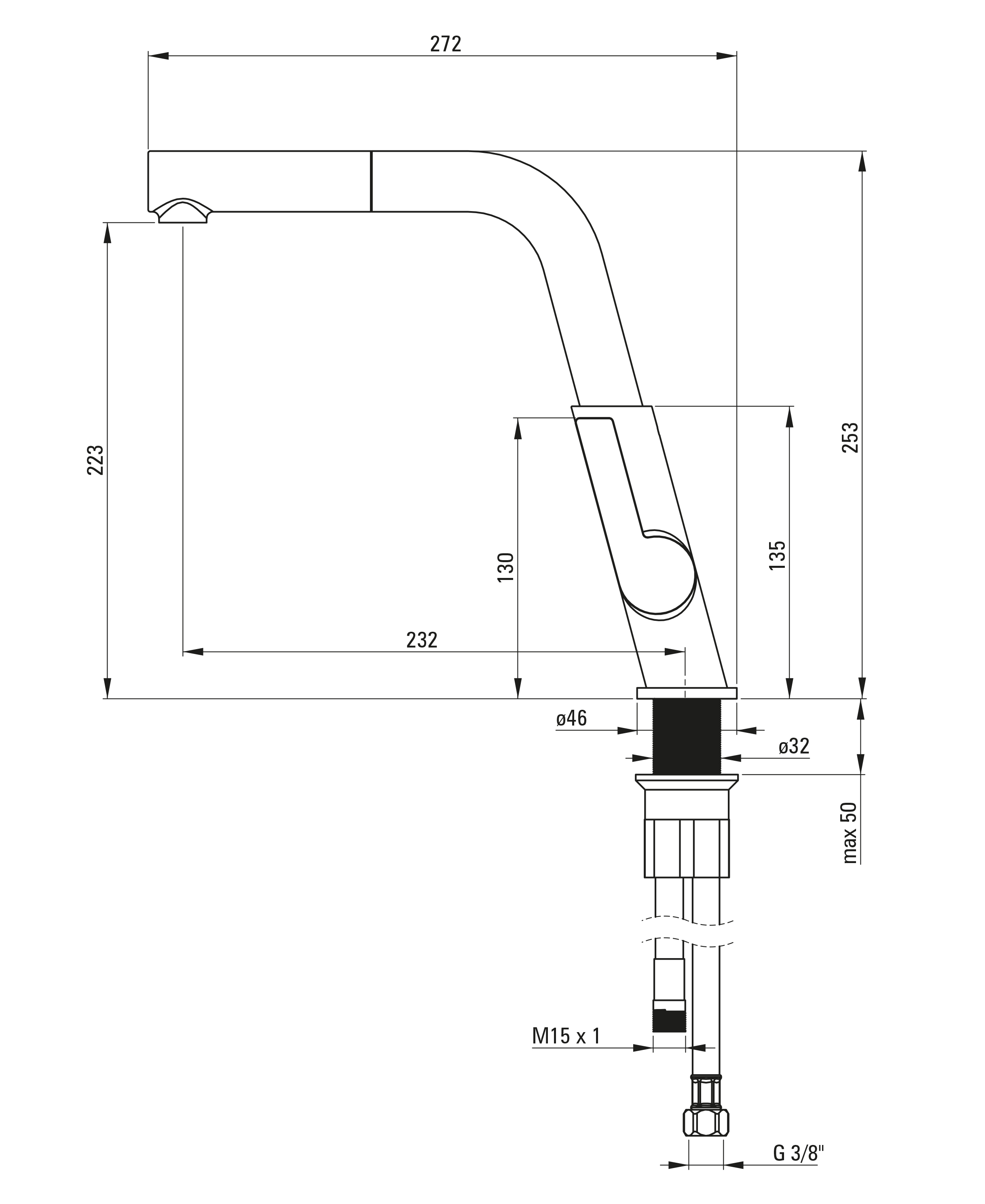 Deante Silia BQS Z73M Габаритные размеры