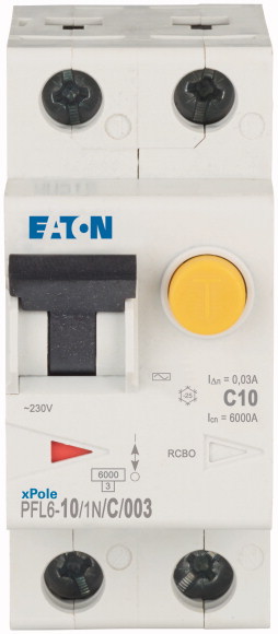 Дифференциальный выключатель Eaton PFL6-10/1N/C/003 (286465)