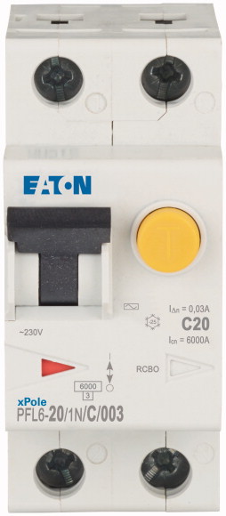 Дифференциальный выключатель Eaton PFL6-20/1N/C/003 (286468)