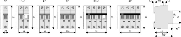 Eaton PL6-C10/1 (286531) Габаритные размеры