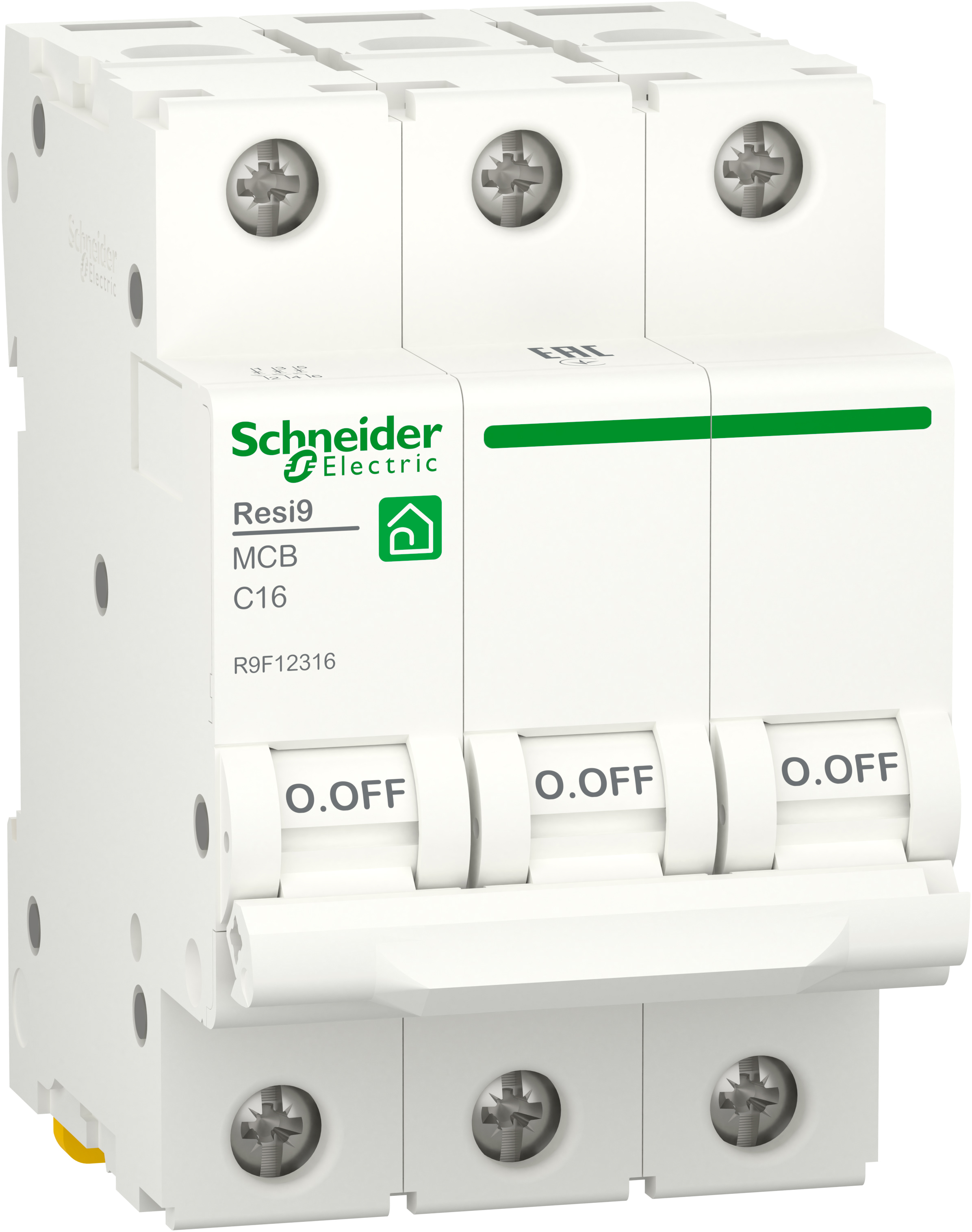 Автоматический выключатель Schneider Electric RESI9 16 А, 3P, С, 6кА (R9F12316)