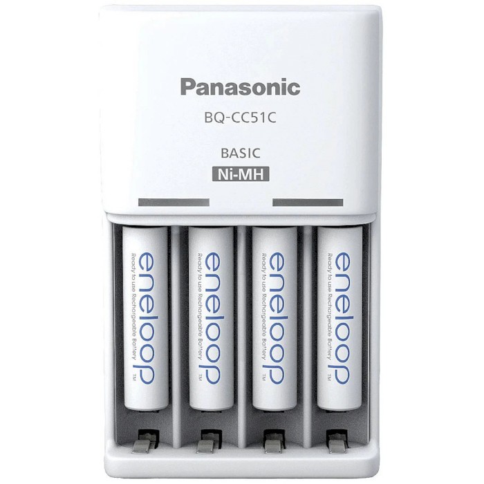 Panasonic Basic Charger New + Eneloop 4AAA 800 mAh NI-MH (K-KJ51MCD04E)