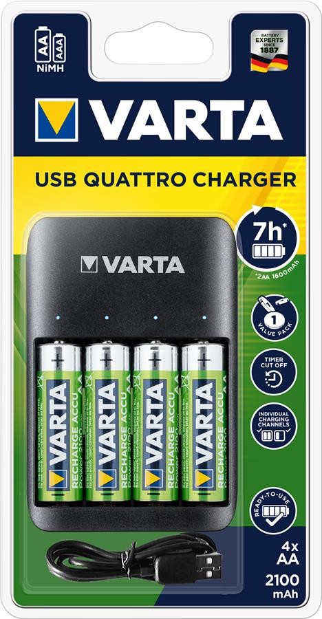 Зарядний пристрій Varta Value USB Quattro Charger + 4 AA 2100 mAh (57652101451)