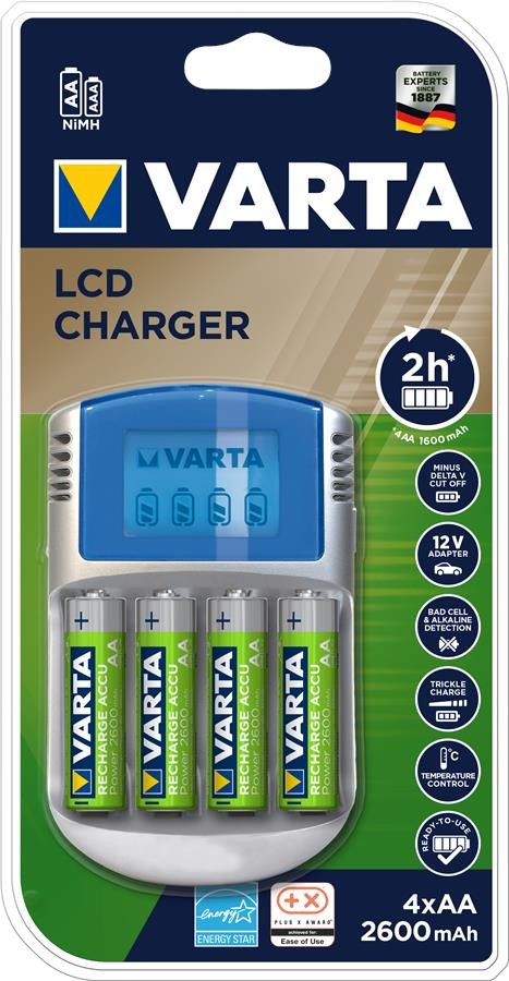 Купити зарядний пристрій Varta LCD Charger+4xAA 2500 mAh (57070201451) в Харкові