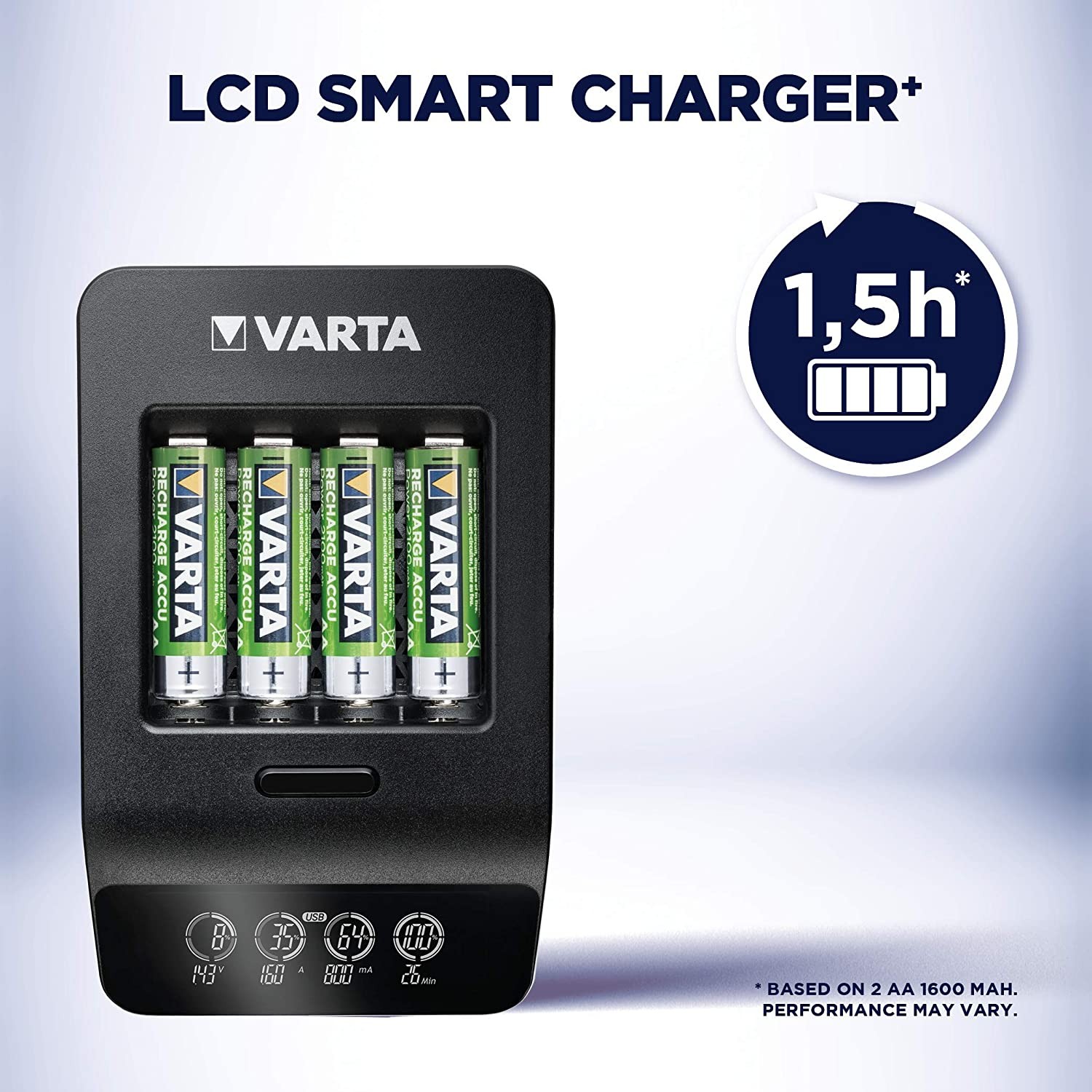 Зарядное устройство Varta LCD Smart Plus Charger+4xAA 2100 mAh (57684101441) характеристики - фотография 7