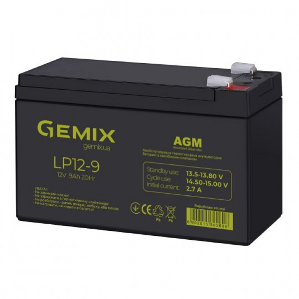 Аккумулятор Gemix 12V 9 Ah (LP12-9) цена 821 грн - фотография 2