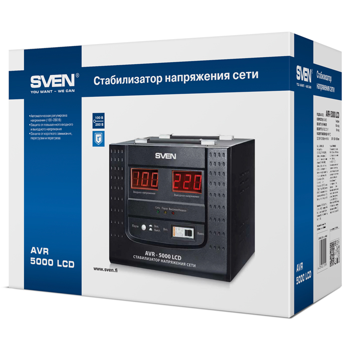 Стабілізатор напруги Sven AVR-5000 LCD ціна 4390.00 грн - фотографія 2