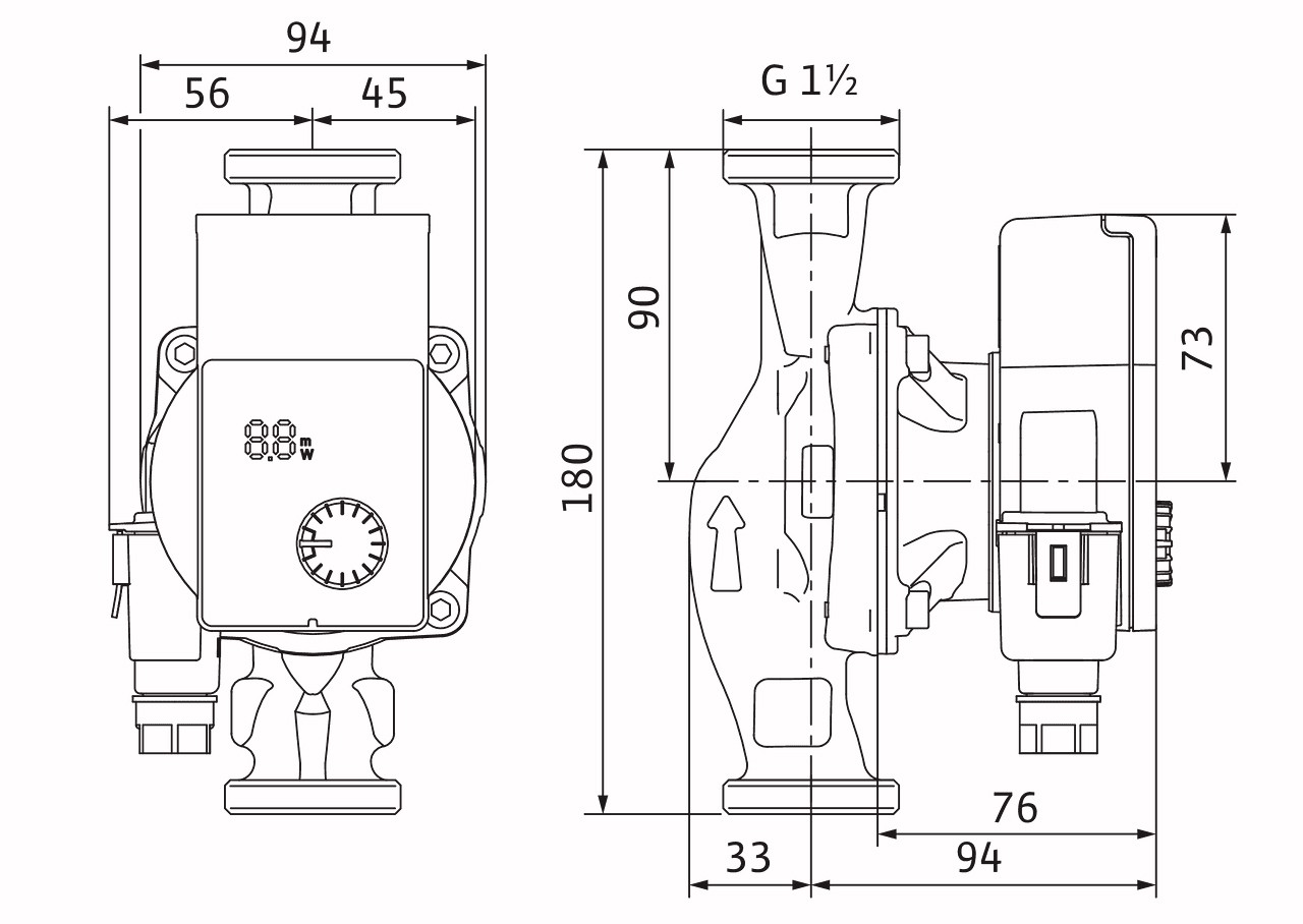 Wilo Yonos Pico 1.0, 25/1-6 (4248084) Габаритні розміри