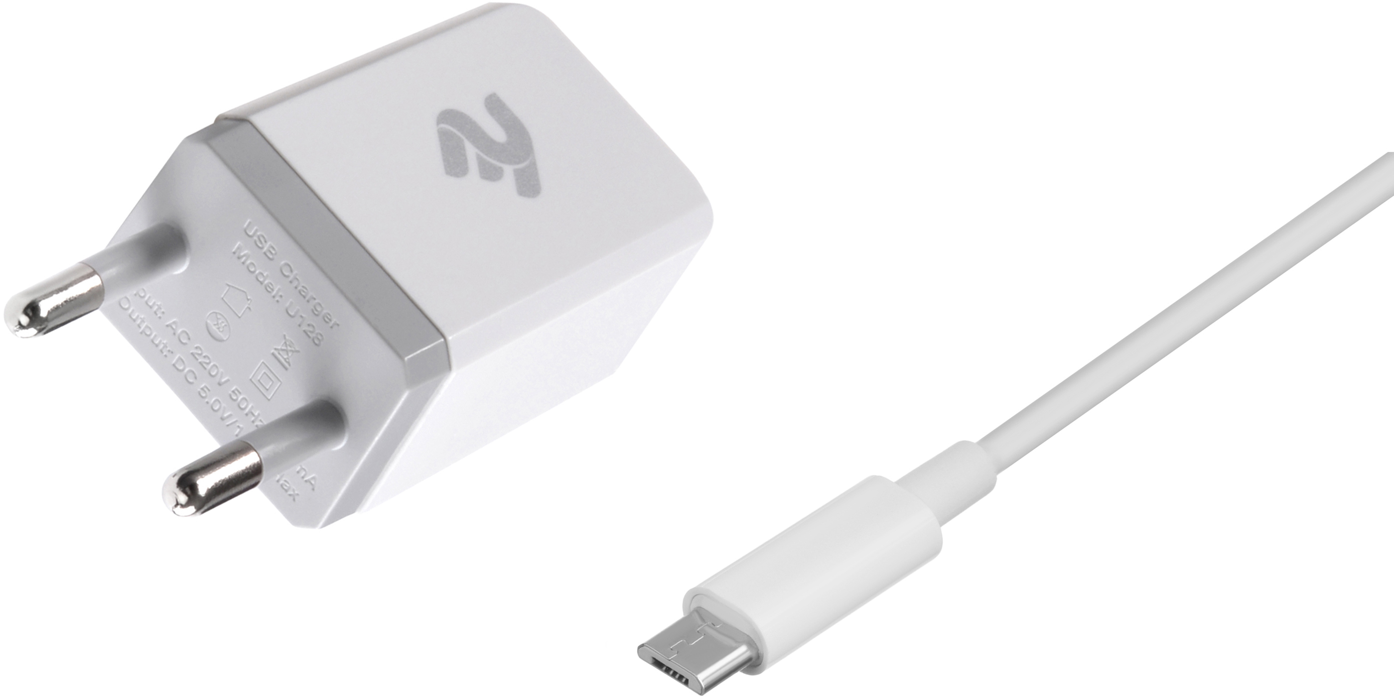 Зарядний пристрій 2E USB Wall Charger+кабель MicroUSB, White (2E-WC1USB2.1A-CM) ціна 411.00 грн - фотографія 2