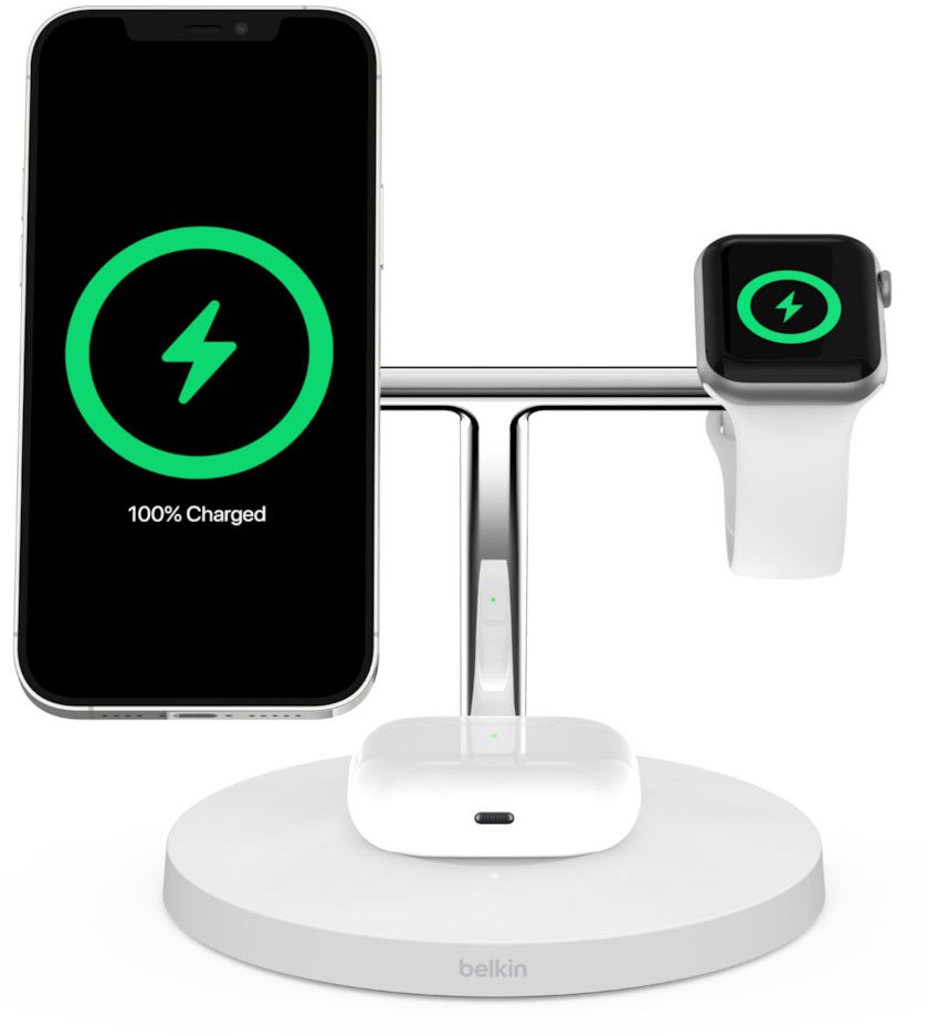 Зарядний пристрій Belkin MagSafe iPhone 12 3in1 Wireless Charger,white (VWIZ009VFWH) огляд - фото 8