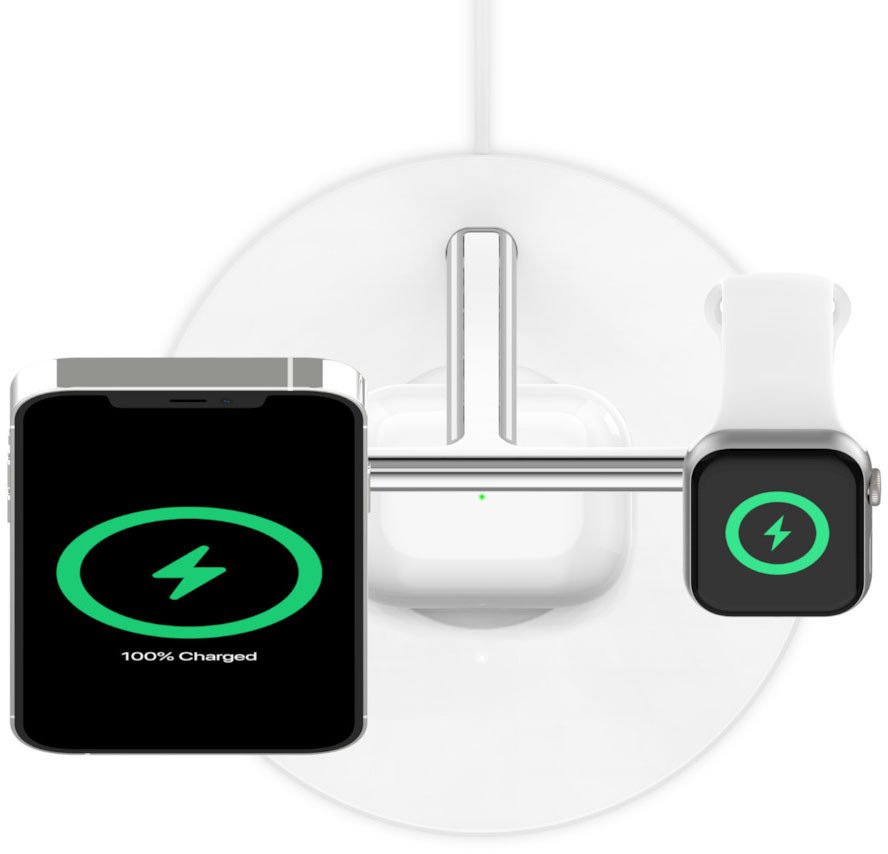 Зарядное устройство Belkin MagSafe iPhone 12 3in1 Wireless Charger,white (VWIZ009VFWH) внешний вид - фото 9