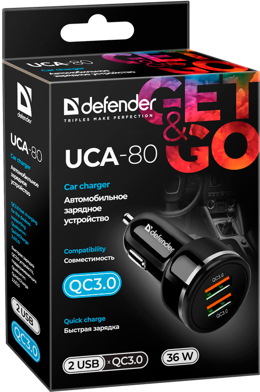 Зарядний пристрій Defender UCA-80 2 USB 3А QC3.0, 36W (83832) ціна 246 грн - фотографія 2