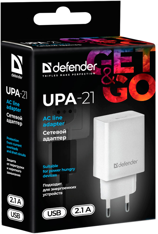 в продаже Зарядное устройство Defender 1xUSB 2.1A UPA-21 white (83571) - фото 3