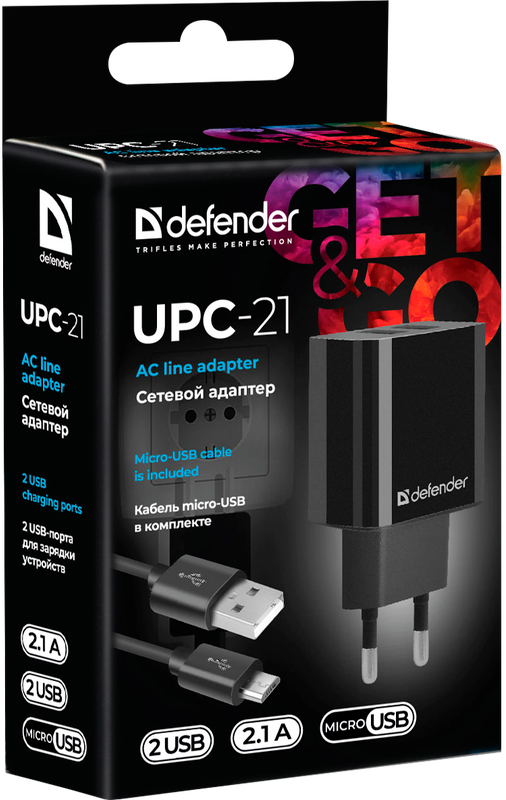 Зарядное устройство Defender UPС-21 2xUSB,5V/2.1А + microUSB (83581) инструкция - изображение 6