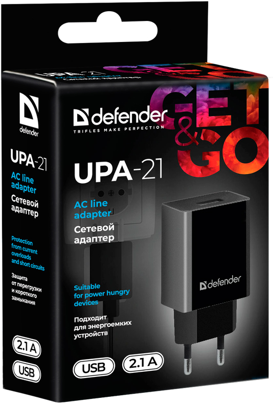 в продажу Зарядний пристрій Defender UPA-21 black, 1xUSB 2.1А (83577) - фото 3