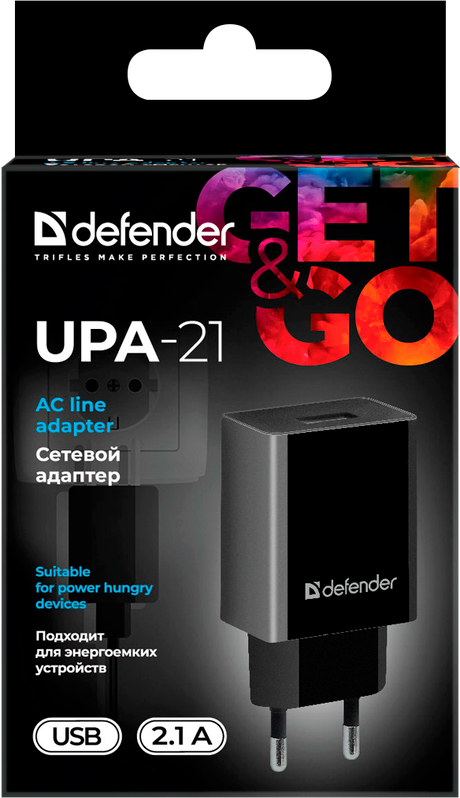 продаємо Defender UPA-21 black, 1xUSB 2.1А (83577) в Україні - фото 4