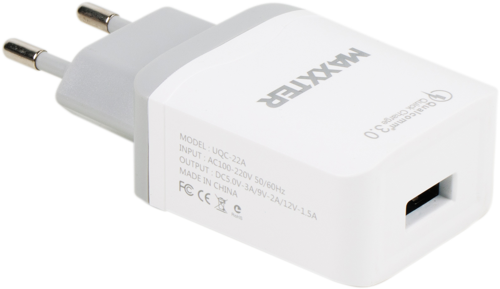 Зарядний пристрій Maxxter 1 USB Qualcomm (UQC-22A) в інтернет-магазині, головне фото