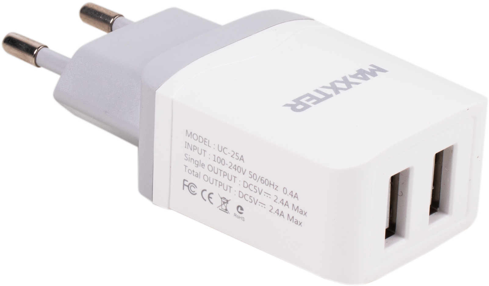 Инструкция зарядное устройство Maxxter 2 USB, 5V/2.4A (UC-25A)