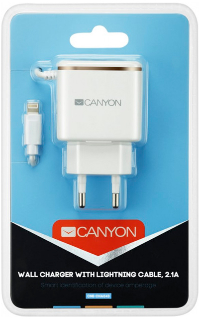 в продажу Зарядний пристрій Canyon 2.1A H-043 (CNE-CHA043WS) - фото 3