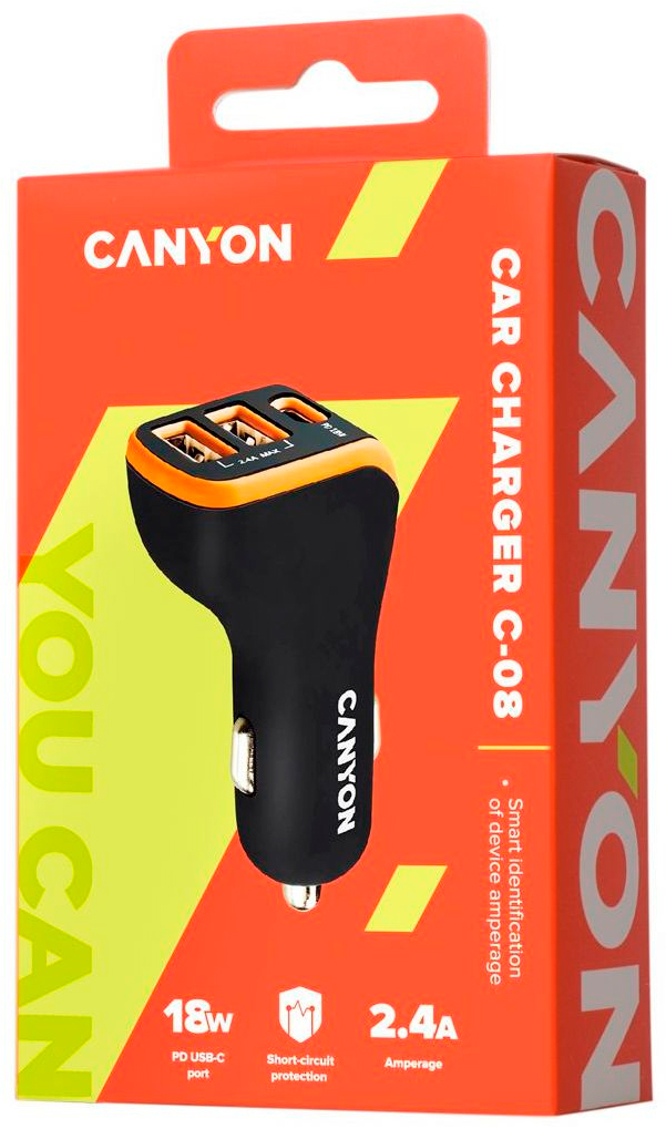 в продажу Зарядний пристрій Canyon Universal 3xUSB car adapter (CNE-CCA08BO) - фото 3