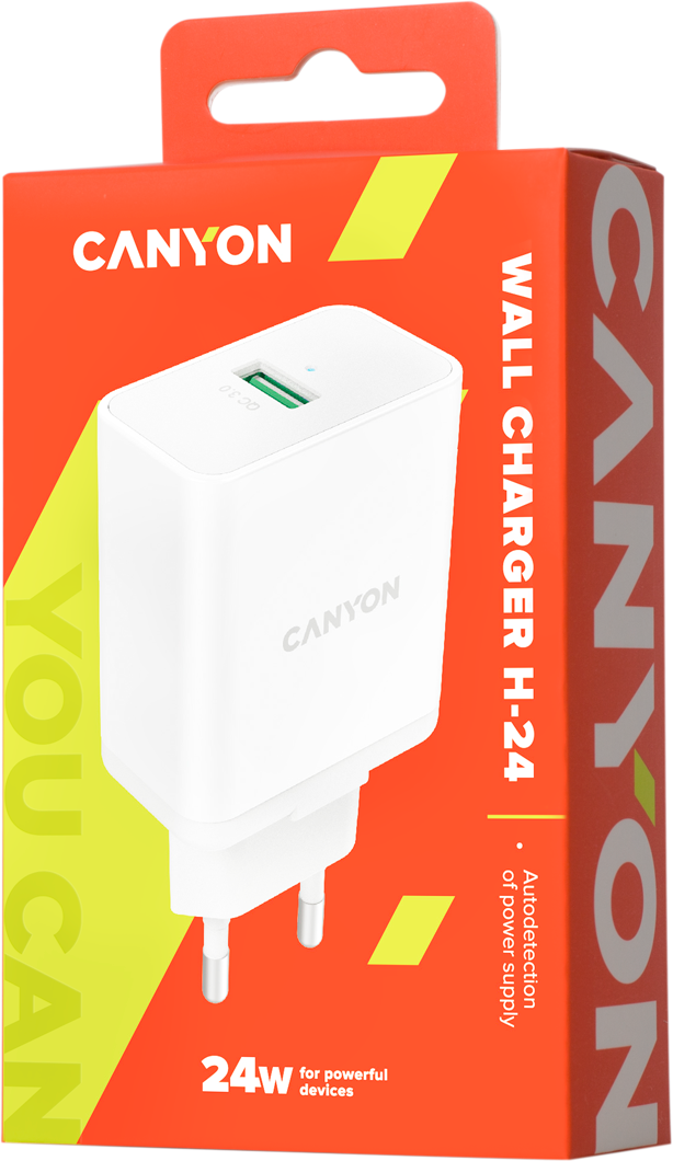 в продаже Зарядное устройство Canyon with 1xUSB, QC3.0 24W (CNE-CHA24W) - фото 3
