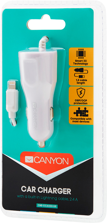 в продажу Зарядний пристрій Canyon 1xUSB car adapter (CNE-CCA033W) - фото 3