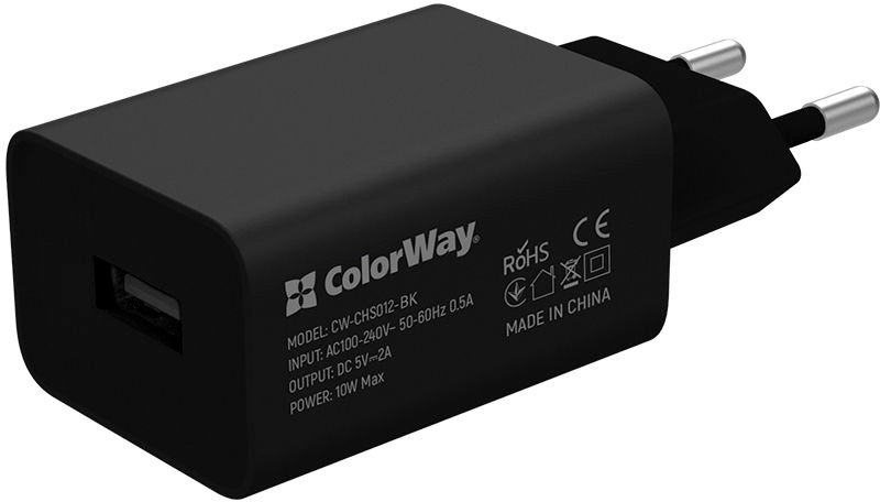 Зарядний пристрій ColorWay 1USB 2A 10W + cable micro USB (CW-CHS012CM-BK) в інтернет-магазині, головне фото