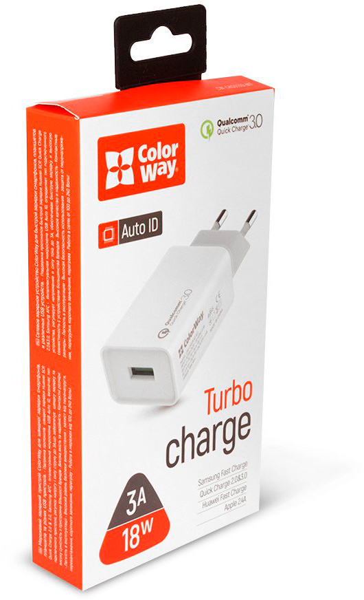 в продажу Зарядний пристрій ColorWay 1USB QC3.0 18W (CW-CHS013Q-WT) - фото 3