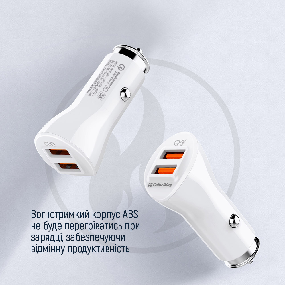 Зарядний пристрій ColorWay 2USB QC3.0 36W (CW-CHA011Q-WT) зовнішній вигляд - фото 9