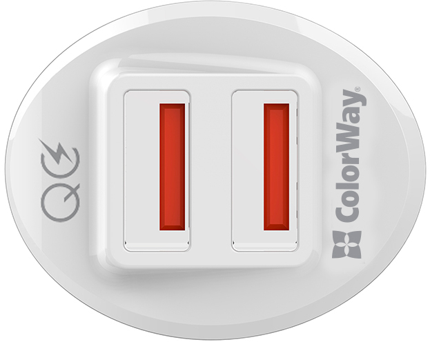 Зарядное устройство ColorWay 2USB QC3.0 36W (CW-CHA011Q-WT)
