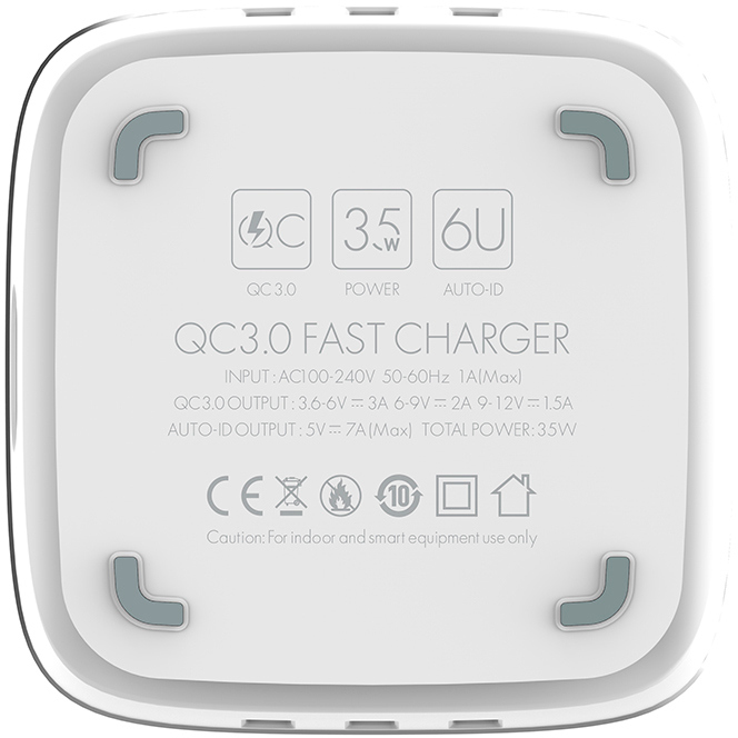 Зарядное устройство ColorWay 6USB 1QC3.0 + 5 7A (35W) (CW-CHS019Q-WT) характеристики - фотография 7