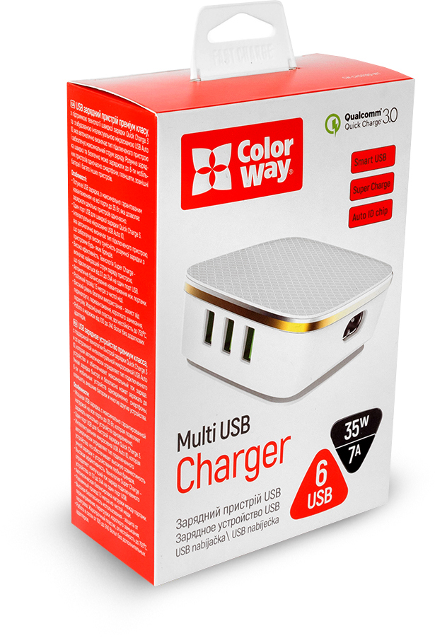 Зарядное устройство ColorWay 6USB 1QC3.0 + 5 7A (35W) (CW-CHS019Q-WT) обзор - фото 8