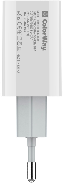 в продаже Зарядное устройство ColorWay PD USB Type-C 20W V2 (CW-CHS026PD-WT) - фото 3