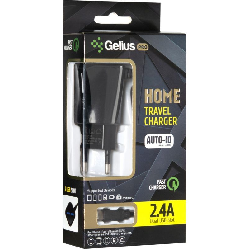 Зарядное устройство Gelius Pro Edition 2USB + Cable iPhone 8 2.4A Black (00000072153) инструкция - изображение 6