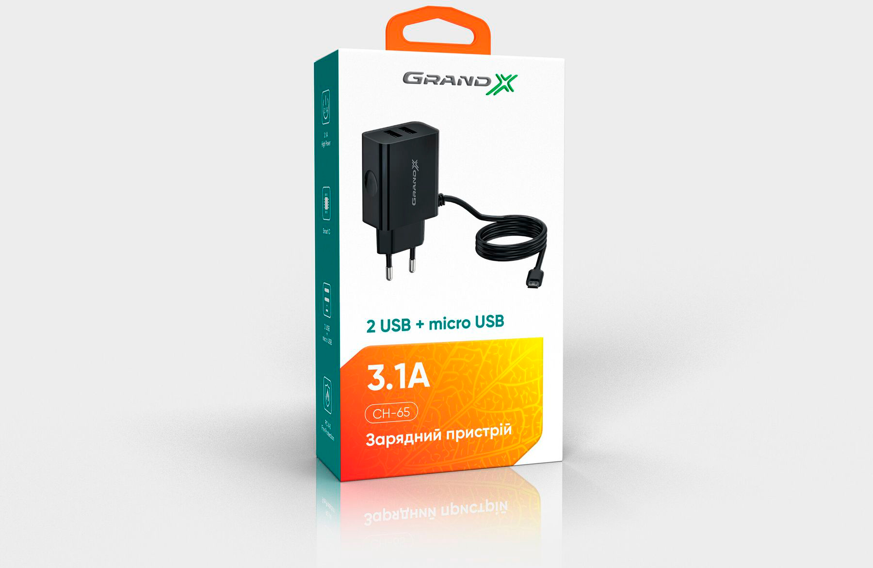 Зарядний пристрій Grand-X 5V 3,1A 2USB + micro USB Black (CH-65B) відгуки - зображення 5