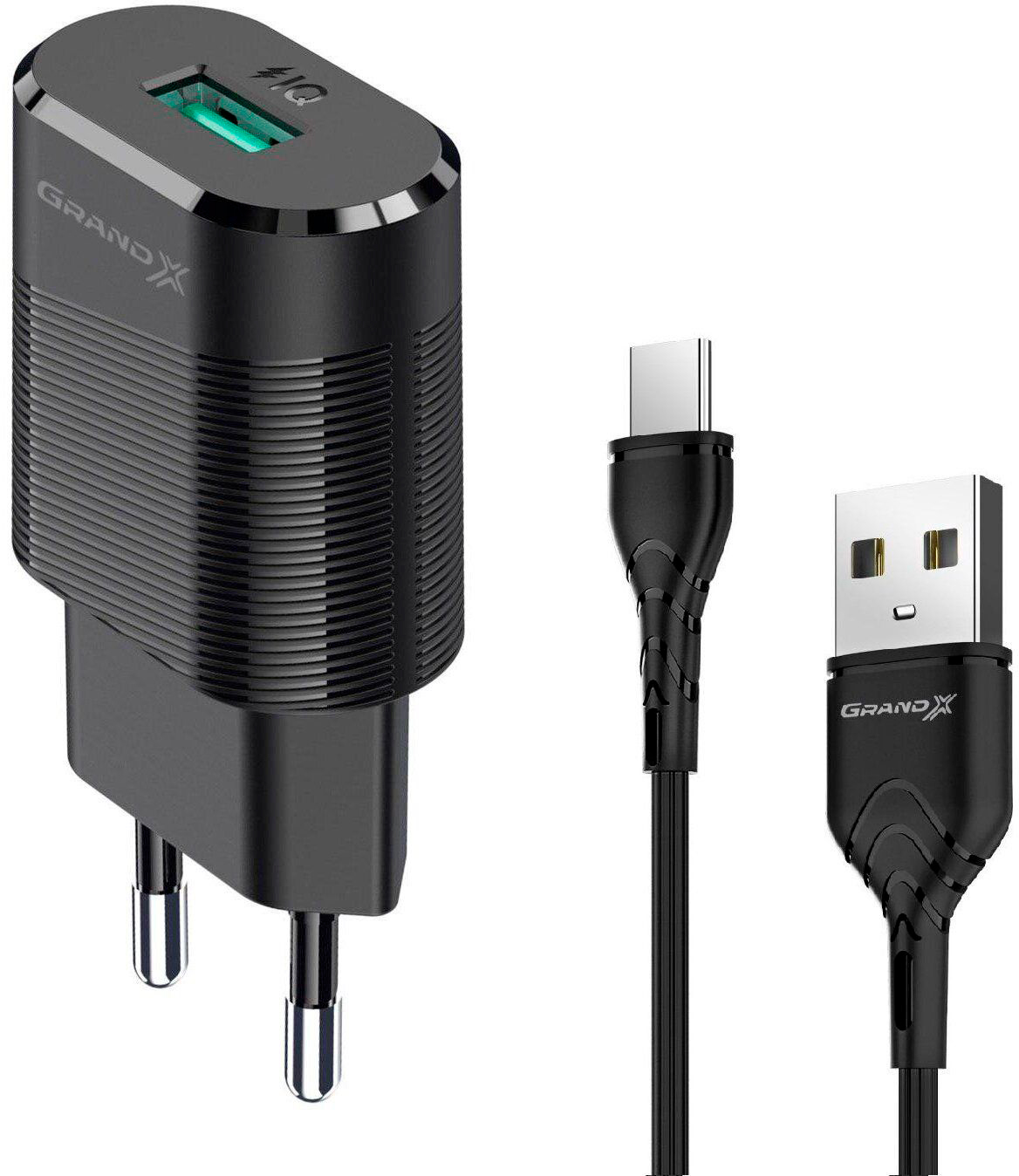 Характеристики зарядний пристрій Grand-X USB 5V 2,1A + cable Type C (CH-17T)