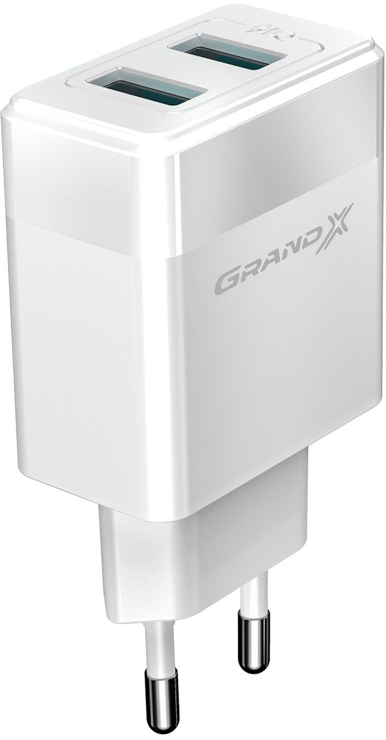 Зарядний пристрій Grand-X 2USB 5V 2,4A White (CH-50W) ціна 174 грн - фотографія 2