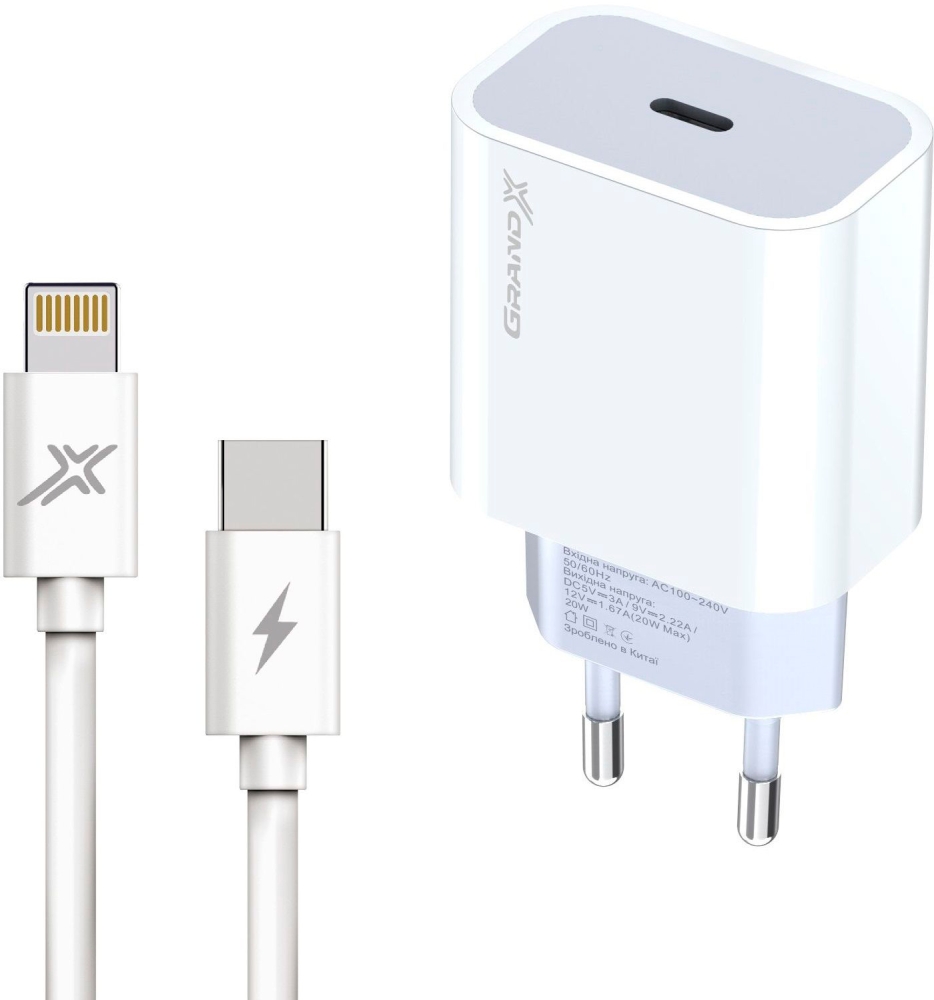 Grand-X USB-C 20W PD3.0 Apple + cable PD Lightning (CH-770L)
