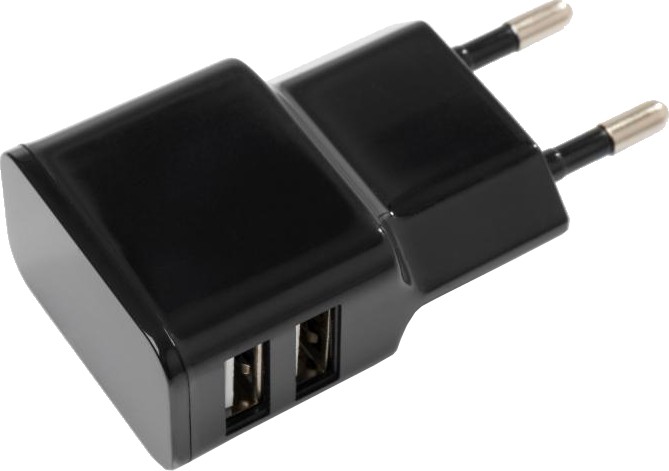 Зарядний пристрій Vinga 2 Port USB 2.1A + microUSB cable (VCPWCH2USB2ACMBK)