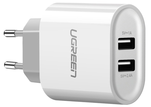 Зарядний пристрій Ugreen CD104 2xUSB 3.4A Charger white (UGR-20384)