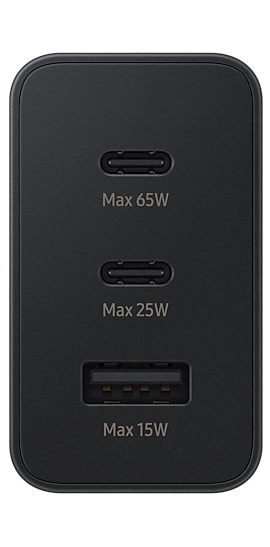 в продажу Зарядний пристрій Samsung Trio 65W 2 Type-C+USB Black (EP-T6530NBEGRU) - фото 3